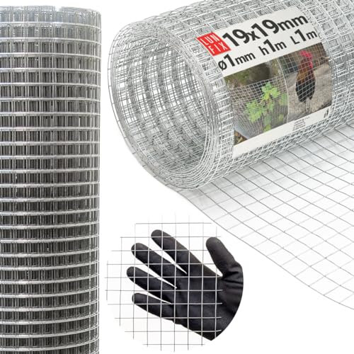 Volierendraht 19x19 mm 1.0 mm 1.0mx1m verzinkt – Drahtgitter Maschendrahtzaun Schweißgitter Hasengitter für Vogelvoliere Außengehege Rankhilfe Gartenzaun Kleintiergehege Hühnerzaun – Lun Fix