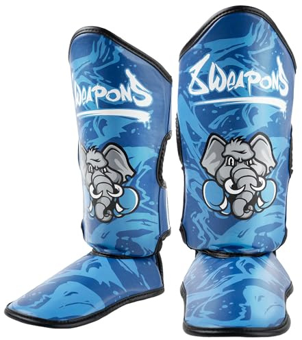 8 WEAPONS Schienbeinschoner, Kinder, Jipe, Blau, Training & Wettkampf, Hochwertiges Kunstleder und perfekte Dämpfung, Muay Thai, K1, MMA, Karate & Kickboxen
