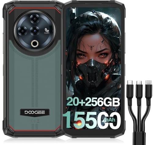 DOOGEE Fire 6 Power Telephone Portable Incassable 15500mAh/33W, Smartphone Incassable 256GB ROM Android 14, Caméra de 50 MP, 6,6 Pouces Ecran IPS HD+ 90Hz, Fonction Flashlight, Support NFC