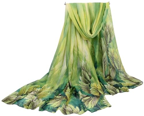 FAIRYGATE Green Scarf Fashion Women Scarfs Chic Ladies Lightweight Wraps Cotton Lien Scarves Soft Shawl Long Wrap Head Shawls for Womens Lady Girl 52027