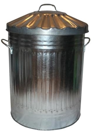 OptiProducts® Metal Bins Small Medium Large Extra Large 15L 50L 60L 90L 110L Litre Metal Galvanised Home Garden Bin Leaves Paper Wood Rubbish Dustbin Made Storage Unit in U. K. (60 Liter)