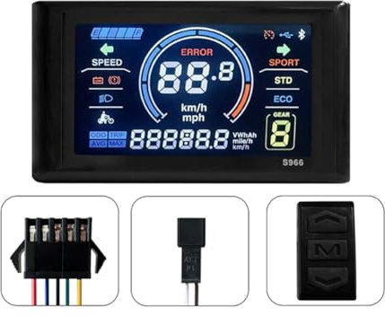 Geroosaty 24-72V E-Bike LCD-S966 Buntes Display Bedienfeld mit NFC-Funktion SM-Stecker Elektrofahrrad Ersatzzubehör