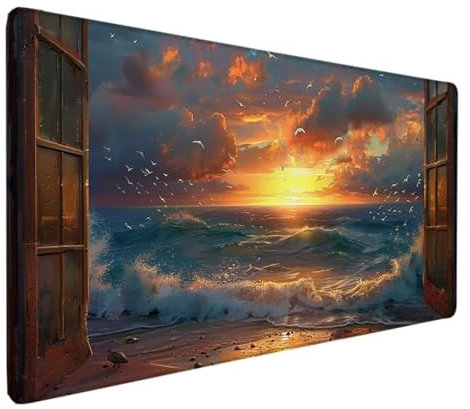 Tapis de Souris Gaming Jaune Grand Tapis de Souris XXL 80 x 40 cm, Étanche Surface Lisse Tapis Bureau Paysage Bords Cousus Mousepad Texturée Résistant à Usure pour Les Jeux, Maison et Bureau 0-X