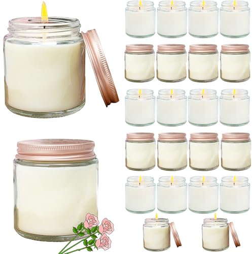 Veiuwa 24 Pcs 4 Oz Mini White Soy Candles,Rose Scented Candles,Candle Set,Aromatherapy Candle,Bulk Candles，Great Stress Relieving Scented Candles for Girls as a Gift for Birthdays, Weddings and More!