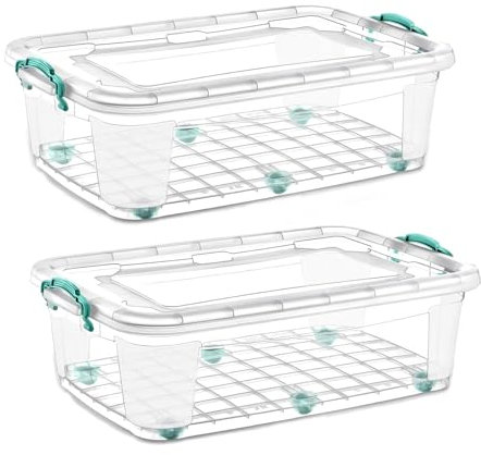 Best House | Plastic Storage Box with Clips & Lid and Wheels | Size 60L(L:72cm W:47cm H:28cm) | Set of 2 | Stackable Clear Durable Multipurpose Office Toys Home Tools Crafts Household(Large)-60 Litres