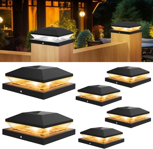 T-SUNUS Pfostenleuchte Solar, Pfostenkappe Solar Warmweiß 2 Farbtemperatur IP65 Wasserdicht Pfostenlampen für Zaunpfosten für Hölzerne Zaun Plattform
