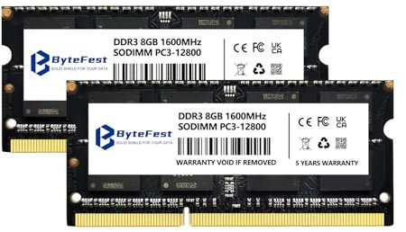 ByteFest DDR3L 16GB (2x8GB) RAM 1600MHz PC3-12800 CL11 1.35V SODIMM 204-Pin Laptop Notebook PC Memoria RAM Upgrade