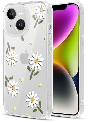 Kivlclri Trasparente Cover per Apple iPhone 14 6,1 con Aesthetic Disegni Fiori Motivo, Ultra Sottile Silicone Custodia per iPhone 14 Antiurto Antigraffio Protettiva Case per Donne Ragazza, Fiore04