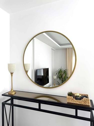 JOLONDO Runder Wandspiegel, 80 cm, Gold