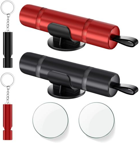 Zikenis 2 Pezzi Taglia Cinture di Sicurezza e Rompivetro per Auto,2 in 1 Martello di Sicurezza per Auto,Rompi Vetro Auto Emergenza con Vetro di Prova,per Automobili,Taxi,Autobus(Nero + Rosso)