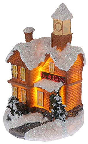 Zerodeko 1pezzi Decorazione Luminosa per Casa Natale in Resina Stile Natale Decorazione in Resina per Mini Casa in per Ufficio e Bar