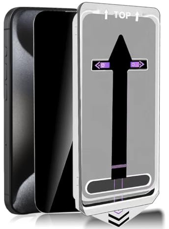 Rnnmeeko [1 Stück Sichtschutz Schutzfolie für Panzerglas für iPhone 15 Pro, Anti-Spähen Privacy Panzer Schutz Glas 9H Härte, Anti-Spy Sichtschutzfolie für iPhone 15 Pro