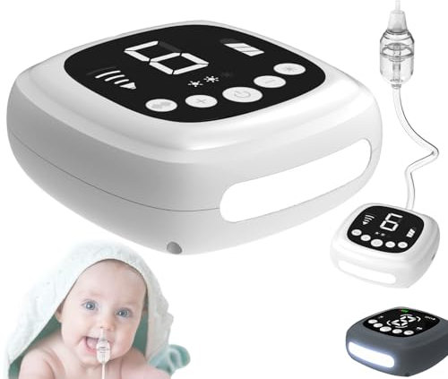 Nasensauger Baby Elektrisch, 9 Saugstärken 5 Silikonspitzen Nasensekretsauger mit 10 beruhigendes Lied & Licht, Nasenreiniger Wiederaufladbar für Neugeborene Kinder