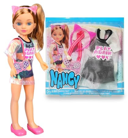 NANCY a Trendy Look Day, Puppenkleidung-Set, inkl. Haarband und Handtasche, Moderne Kleidungsstücke, Kinder ab 3 Jahren, Famosa (NACA0000)