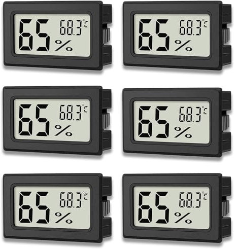 zoerbufan 6 Stück Thermometer Hygrometer, Digital Mini Luftfeuchtigkeitsmesser mit LCD, Temperature Humidity Meter Indoor für Babyzimmer,Schlafzimmer und Weinkeller - inkl. Batterien