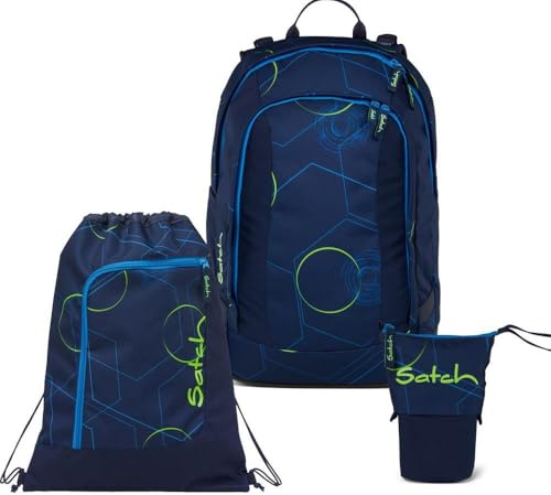 Satch Air Pencil Slider Light Edition Schulrucksack Set 3tlg. inkl. Sportbeutel (Blue Tech)