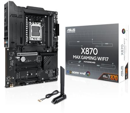 ASUS Scheda madre X870 MAX Gaming WIFI7 AMD AM5 ATX, 12+2+1 DrMOS 80A, DDR5, PCIe 5.0 x16 Q-Release, 3X M.2, Wi-Fi 7 Q-Antenna, 2.5Gb LAN, USB4® Type-C®, USB-C® 20Gbps, BIOS Flashback™, Aura Sync