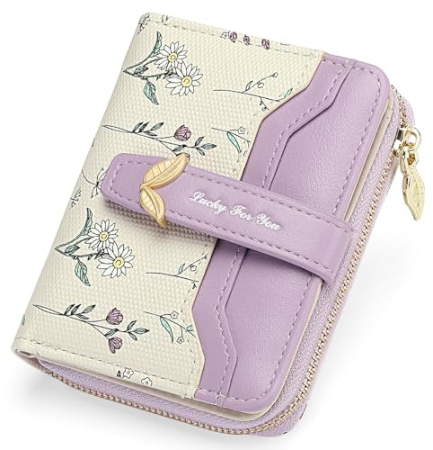 GAEKEAO Petit Portefeuille Femme, Porte Monnaie Femme Cuir avec Blocage RFID, Porte Carte avec Poches Zippées Monnaie Porte Monnaie Femmes