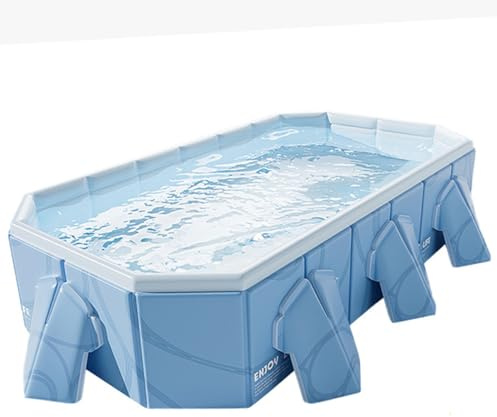 Wttagkl Faltbares Mehrzweck Planschbecken für Familie & Haustiere & Outdoor | Nicht Aufblasbarer Klapppool mit Tragegriff | Robustes Schwimmbecken für Garten, Balkon, Camping, Blue B-300CM