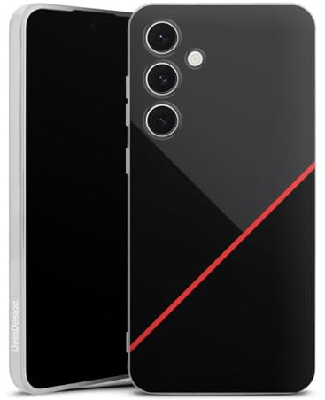 Custodia di silicone compatibile con Samsung Galaxy S24 FE 5G Custodia trasparente Cover per smartphone trasparente Rosso Linee Nero