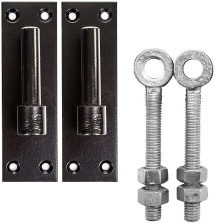 Gate Hinge Pin Bracket Black 12mm/16mm/19mm + Adjustable Eye Bolts 100/150mm Pair for Hook & Bands Hinges Gates and Doors (12mm PIN + 100mm Eye)