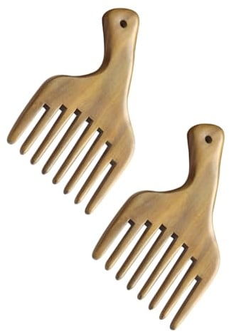 TOYZFRIENDY 2 Stück Natürlicher Sandelholz Holz Kamm Breitzahn Massage Kamm Antistatisch Kopfhaut Entspannung Für Locken Haarpflege