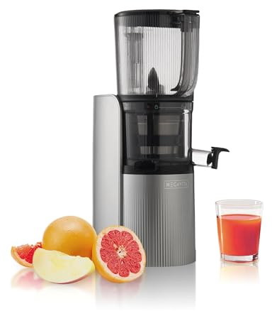 MEGAVITA Sliver Kaltpress-Slow-Juicer, MVV4 Mastikationsentsafter für ganze Früchte und Gemüse, Entsafter mit 2 Bechern und Reinigungsbürste