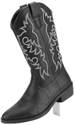 YXADGML Stivali Uomo Cowboy Stivali da cowboy western da uomo, alti e retrò, ricamati, stile deserto, stivali da cowboy da uomo(Black,43)