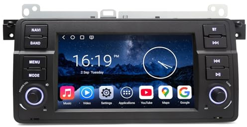 Qualcomm 8-Kern 4GB+64GB Android 14 Autoradio für BMW 3er E46 M3 MG ZT Rover 75 Radio Apple CarPlay & Android Auto 4G LTE WiFi Canbus Bluetooth 5.1 SWC GPS Navi, 7 Zoll Touchscreen
