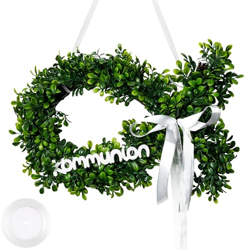 E1mity Künstliche Eukalyptus Kränze für die Haustür Kommunion Deko Eukalyptus Grün Zoll grüner Frühlings-Sommer-Kranz für Festivals Feiern Wände Fenster Veranda Bauernhaus