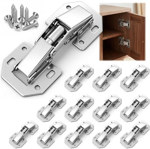 Wandefol 12pcs Bisagra Atornillable de Puerta, Bisagra 90° para Puerta Cocina, Goleta Atornillable para Armario Mueble con 96 Tornillos Inoxidables de 4 Pulgadas