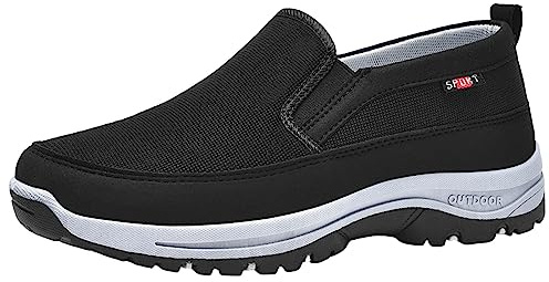 Chaussures sans Lacets Homme Pieds Larges Baskets de Marche Casual Chaussure de Randonnée Basses Homme Slip-ins Antidérapantes Mocassins et Loafers Multisports Outdoor