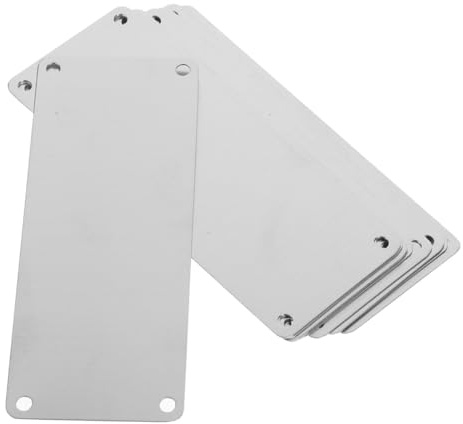 CRAFTHROU Placas de Metal para Grabado 80X40Mm, 10 Unidades de Acero Inoxidable 0,5Mm 4 Orificios, Accesorio para Puertas Interiores y Uso en Oficina y Hogar
