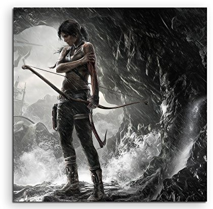 Fantasy-Art Lara Croft 2014 Leinwandbild in 60x60cm Made in Germany! Preiswerter fertig gerahmter Kunst-Druck zum Aufhängen - tolles und einzigartiges Motiv. Kein Poster oder Plakat!