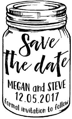 Personalized Save The Date Mason Jar Rubber Stamp Custom Self Inking Wedding Invitation Stamp