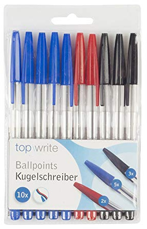 *ULT.EINHEIT* Packung mit 10 Stiften rot, schwarz und blau Marke TOP WRITE