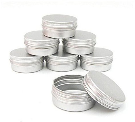Pack of 12 Aluminum Tin Jars Round Pot Screw Cap Lid for Lip Balm Nail Art Cream Cosmetic Make Up Eye Shadow Powder Pot Jar Tin Case Container (50ML)
