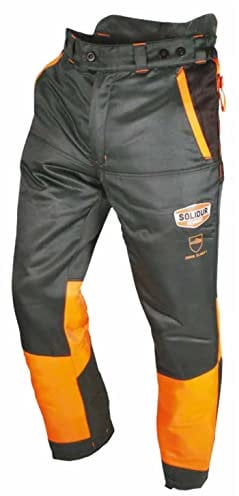 Ama Pantalone Antitaglio Solidur Forest Taglia M per Uso Motosega - Protezione EN381-5:1995 Classe 1 Tipo A, Colore Arancio e Grigio Antracite