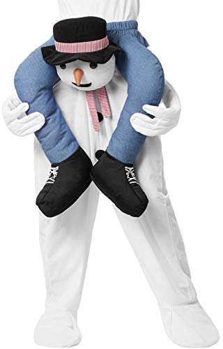 dressforfun 303617 Unisex Huckepack Kostüm Schneemann, Weihnachts Verkleidung, Einheitsgröße, weiß mehrfarbig
