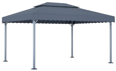 vidaXL Pavillon Doppeldach mit Anti-UV-PA-Beschichtung Gartenzelt Partyzelt Festzelt Gartenpavillon Bierzelt Garten 400x300cm Anthrazit Aluminium