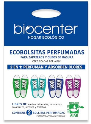 BIOCENTER Ambientador quita olor natural para Zapateros y Cubos de basura (2 unidades). Ecológico y vegano