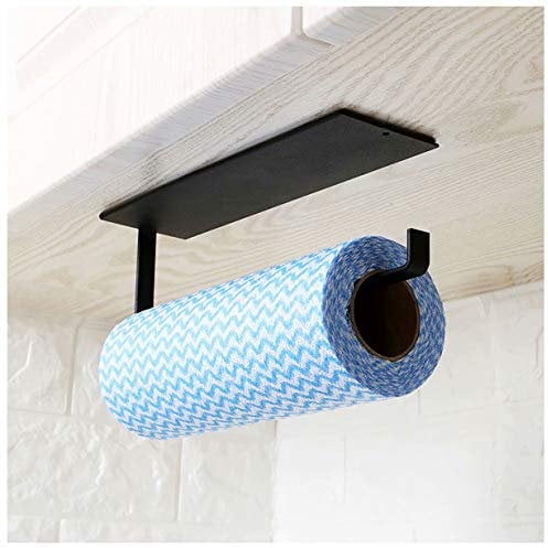 KAXIMON Kitchen Paper Towel Holder Under Cabinet - Toilet Roll Holder Wall Mounted Self Adhesive - Hanger Towel Rack for Bathroom, Refrigerator, Sink