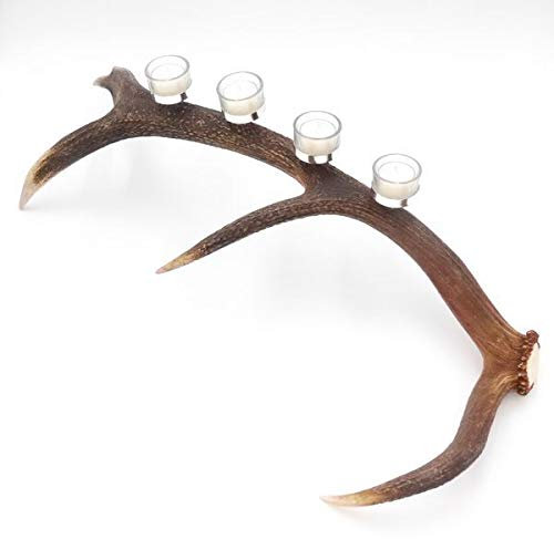 GTK - Geweihe & Trophäen KRUMHOLZ Rothirsch Geweih Kerzenständer Hirsch Horn Advent Kranz Adventskranz Länge 80cm Kerze Creme
