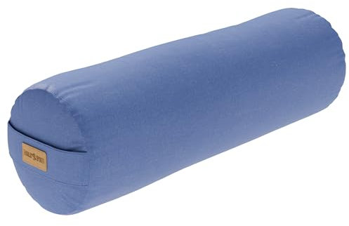 GORILLA SPORTS® Yoga Bolster - Ø20 cm, Waschbarer Bezug, aus 100% Baumwolle, mit Dinkelfüllung, Tragegriff, Farbawhl - Yogarolle, Yogakissen, Yogabolster, Pilates, für Restorative Yoga