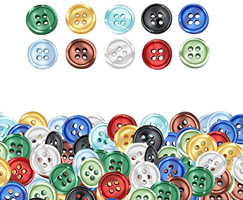 Niaciswe Knöpfe 250 Stück Bunte Knöpfe 10 Candy Farben Knopfsortiment 11,5mm Knoepfe Basteln Kleine zum Kunststoff Nähen Craft Harz Buttons Rund für Batelknöpfe Keidung DIY Geschenk Deko