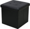 La Maison Foldaway Ottoman Storage Blanket Toy Box Stool Faux Leather Black 38x38cm