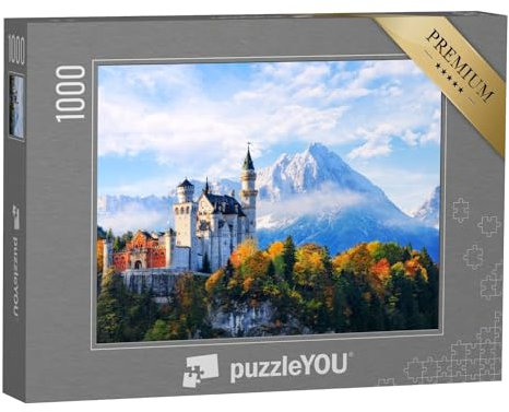puzzleYOU: Puzzle 1000 Teile „Schöne Aussicht auf das Schloss Neuschwanstein in den bayerischen Alpen, Deutschland“ – aus der Puzzle-Kollektion Schlösser