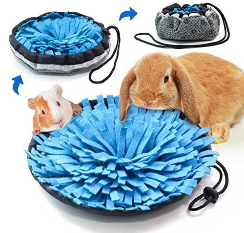 Rabbit Boredom Breakers, Boredom Breaker Puzzle Toy, Rabbit Foraging Mat, 9.44 x 9.44 Polar Fleece Snuffle Pad Bed Nosework Feeding Mat for Bunny Hamster Guinea Pigs Ferrets Chinchillas