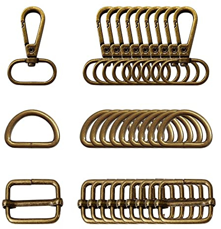 Dtoterul Taschenzubehör 30 Stück Zum Nähen - Schlüsselanhänger, Schwenker, D-Ringe, Schiebeschnalle, Metall Karabiner