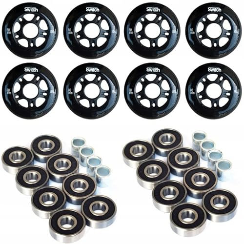 Switch Roller Blade Räder 8er Pack 80mm 85A mit Lagern ABEC 9 Inline Skate Räder Schwarz